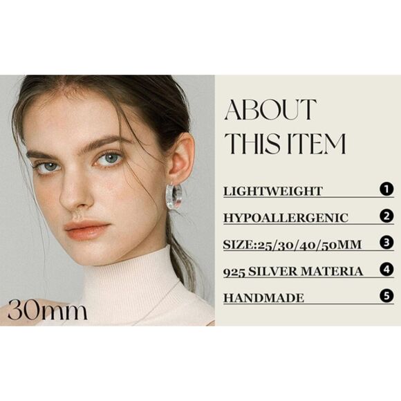 Elegant Silver Hoop Earrings - Picture 3 of 11